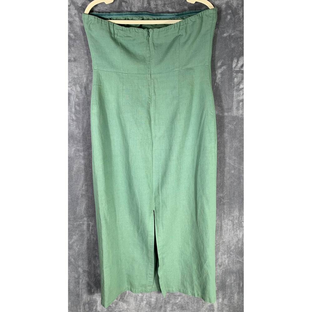 Zara Womens Green Linen Blend Strapless Midi Dress NWT XL - Picture 5 of 10